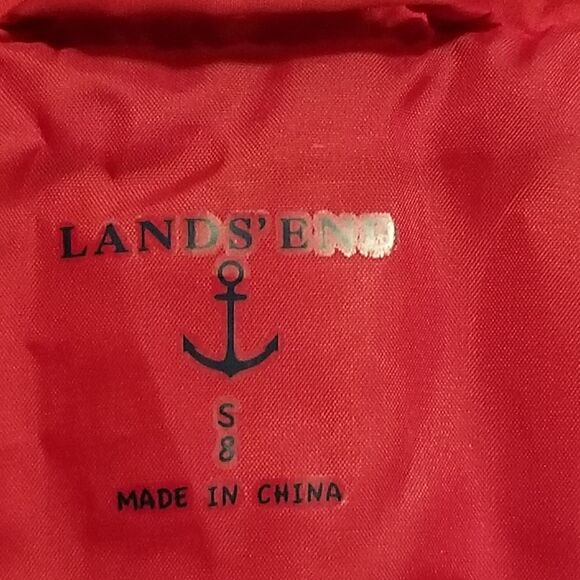 Lands End Youth Sm 8 Vest Jacket Down Puffer Full Zip Red Mock Neck Classic - Picture 4 of 7